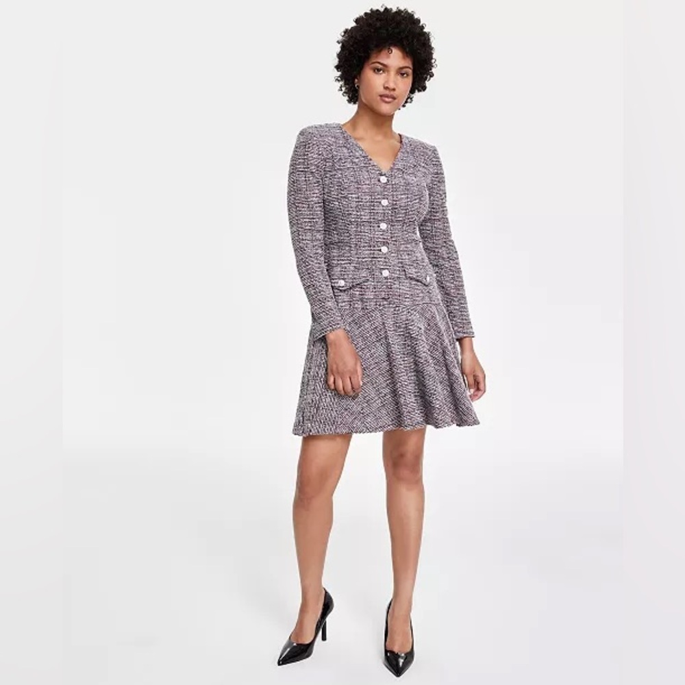 Taylor V-Neck Long-Sleeve Fit & Flare Dress Size 14